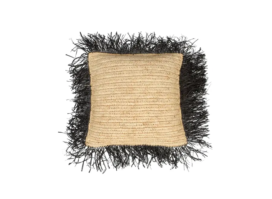 La Housse De Coussin En Raffia - Naturel Noir - 40x40