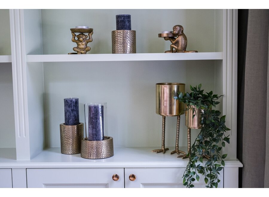 Der Croco Kerzenhalter Mit Glas - Messing - M