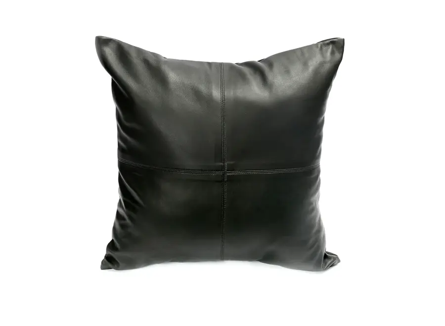 La Housse De Coussin Four Leather Panel - Noir - 40x40