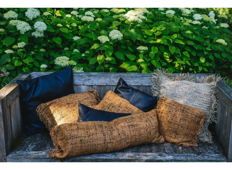 The Four Panel Leather Cushion Cover - Black - 40x40