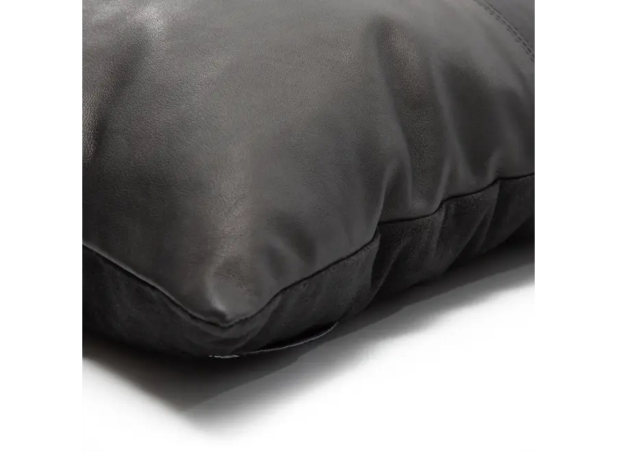 La Housse De Coussin Four Leather Panel - Noir - 40x40