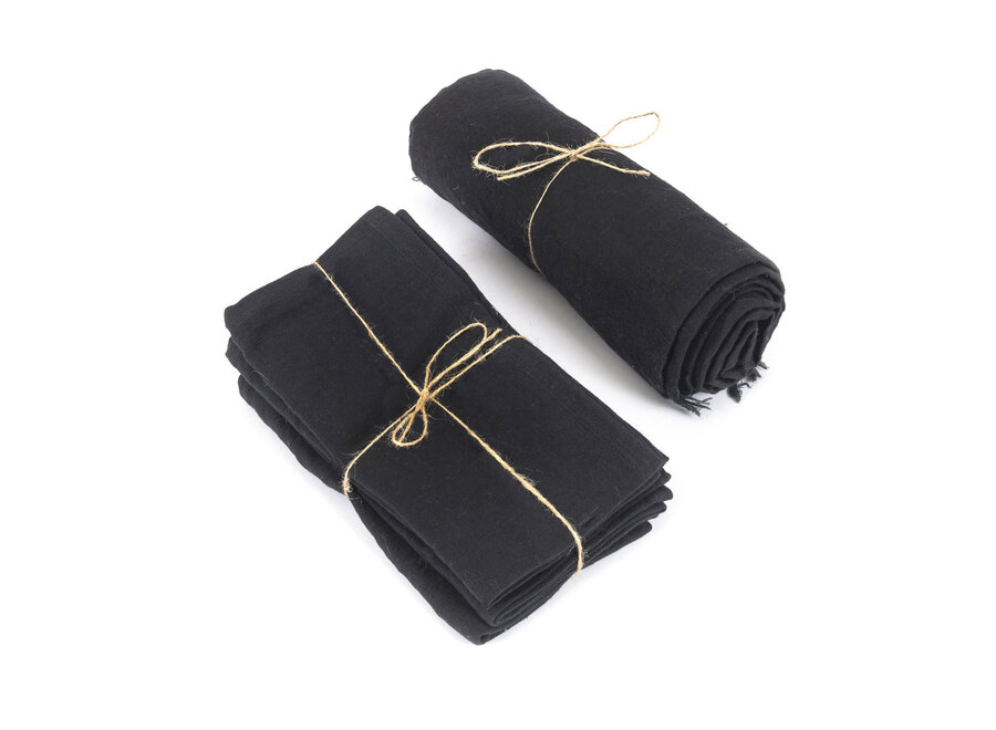 La Nappe en Lin - Noir - 150x250