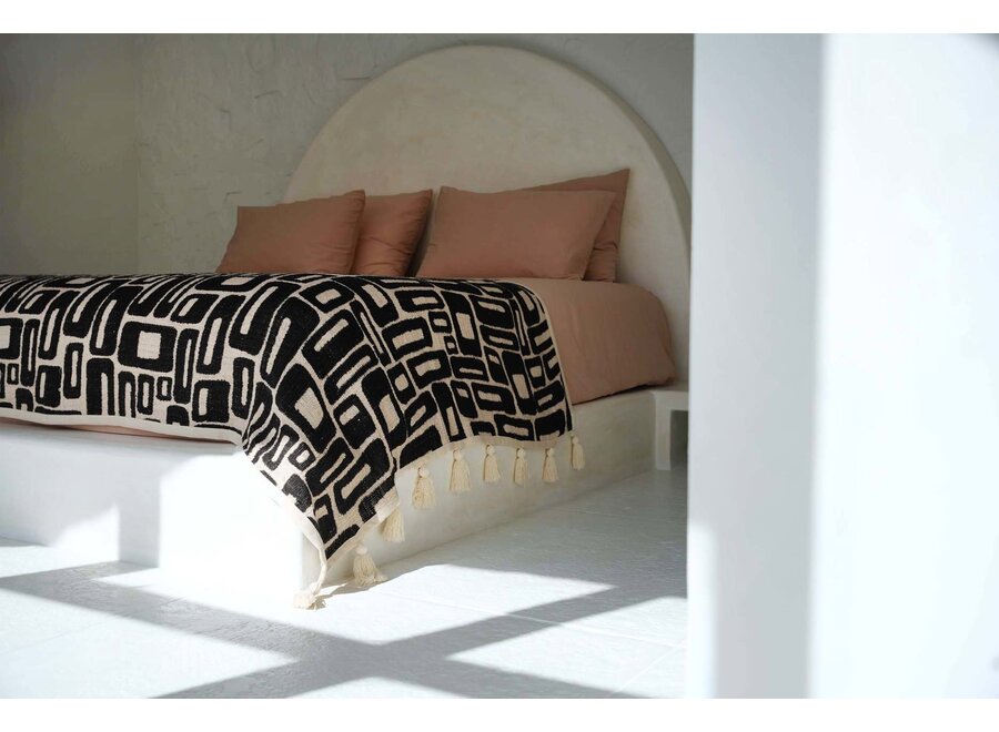 De Aztec Bedsprei - Naturel Zwart