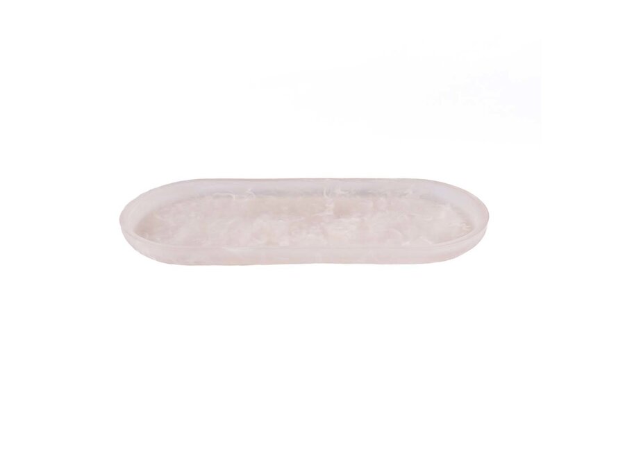 De Resin Oval Bord - Roze Wit