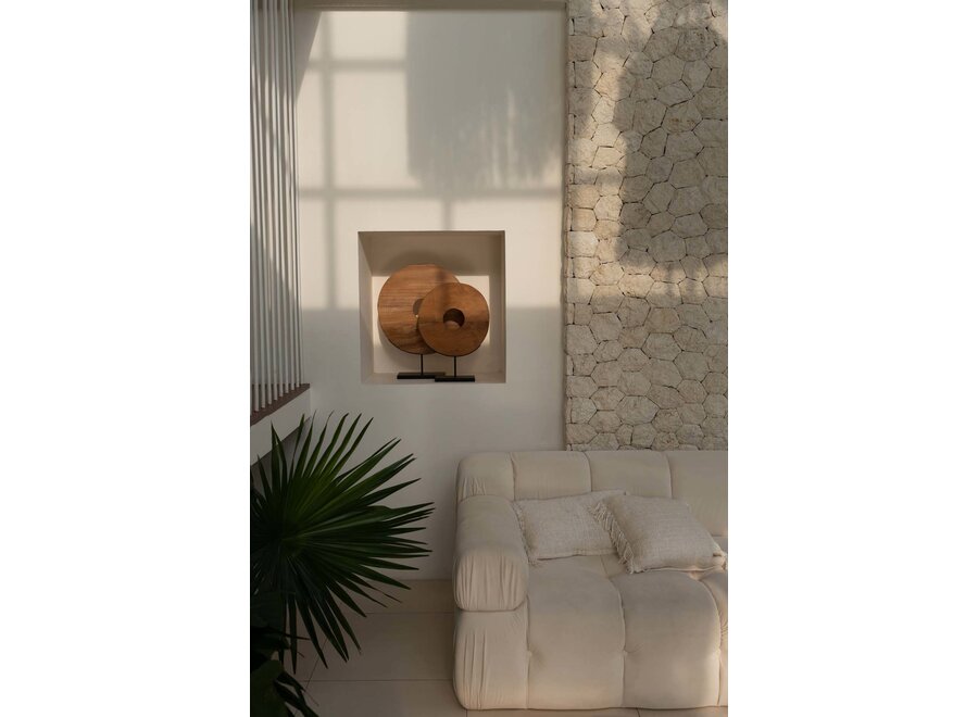 De Teak Disc Op Stand - M