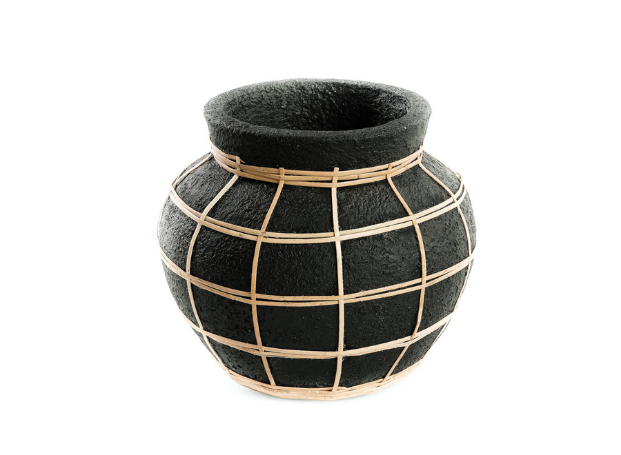 Die Belly Vase - Schwarz Natur - S