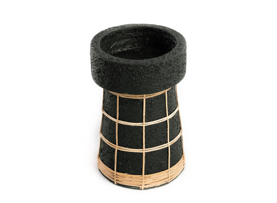 The Serene Candle Holder - Black Natural - L