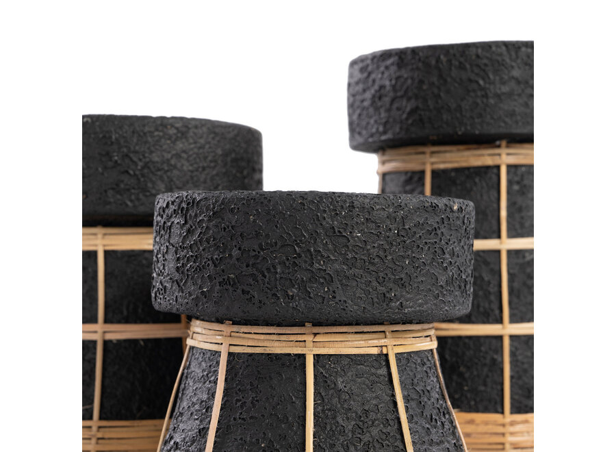 The Serene Candle Holder - Black Natural - L