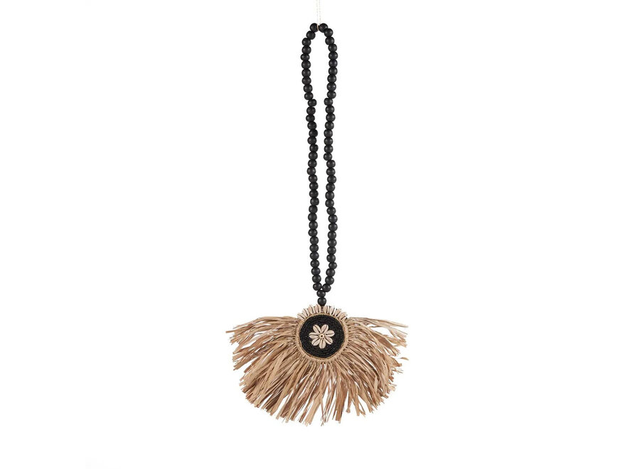 De Raffia Mahkota Tassel - Naturel Zwart
