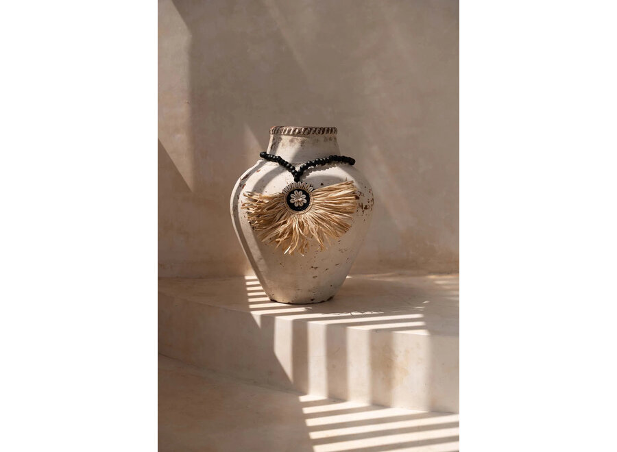 De Raffia Mahkota Tassel - Naturel Zwart