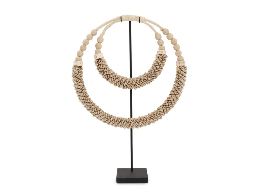 Collar Doble Conchas Sobre Soporte - Natural