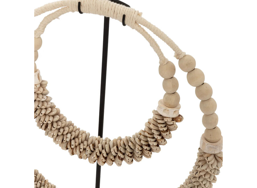 Collar Doble Conchas Sobre Soporte - Natural