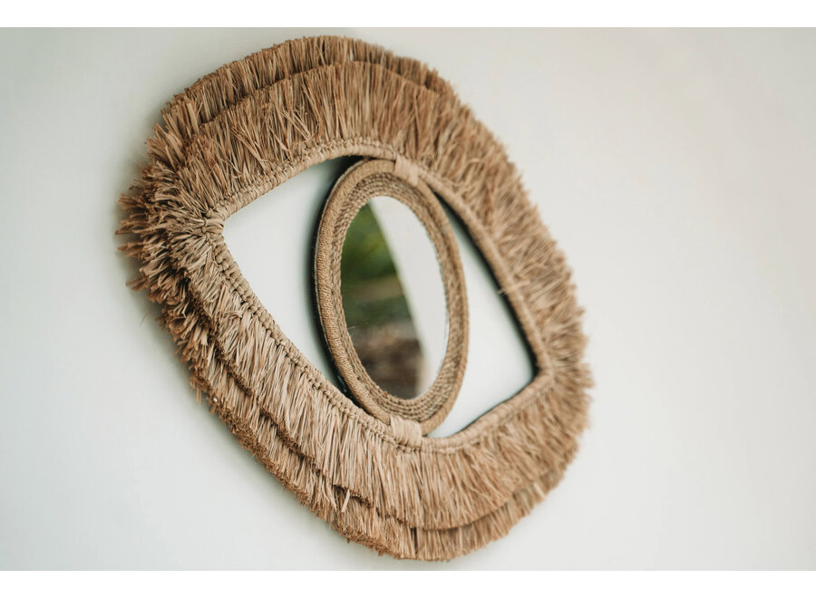 Lo Specchio Raffia Eye - Naturale - M