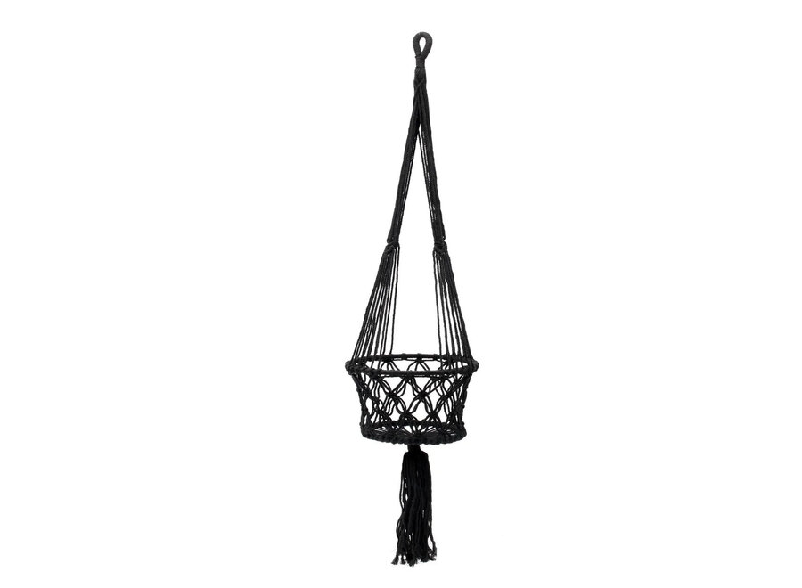 Porta Piante Macramé - Nero - L