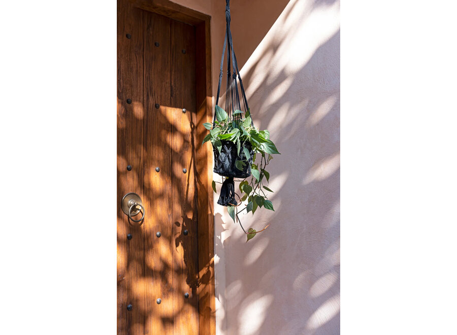 Porta Piante Macramé - Nero - L