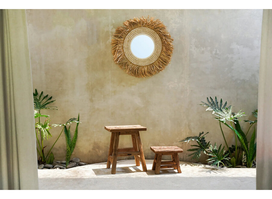 Le Miroir Raffia Cowrie - Blanc Naturel