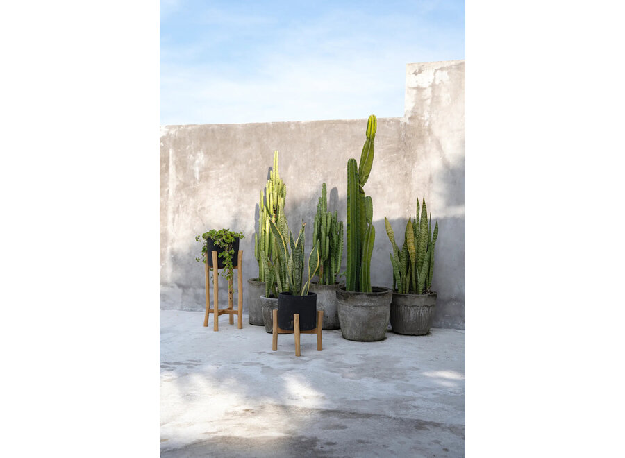 De Charcoal Lage Plantenbak - Zwart Natural - S