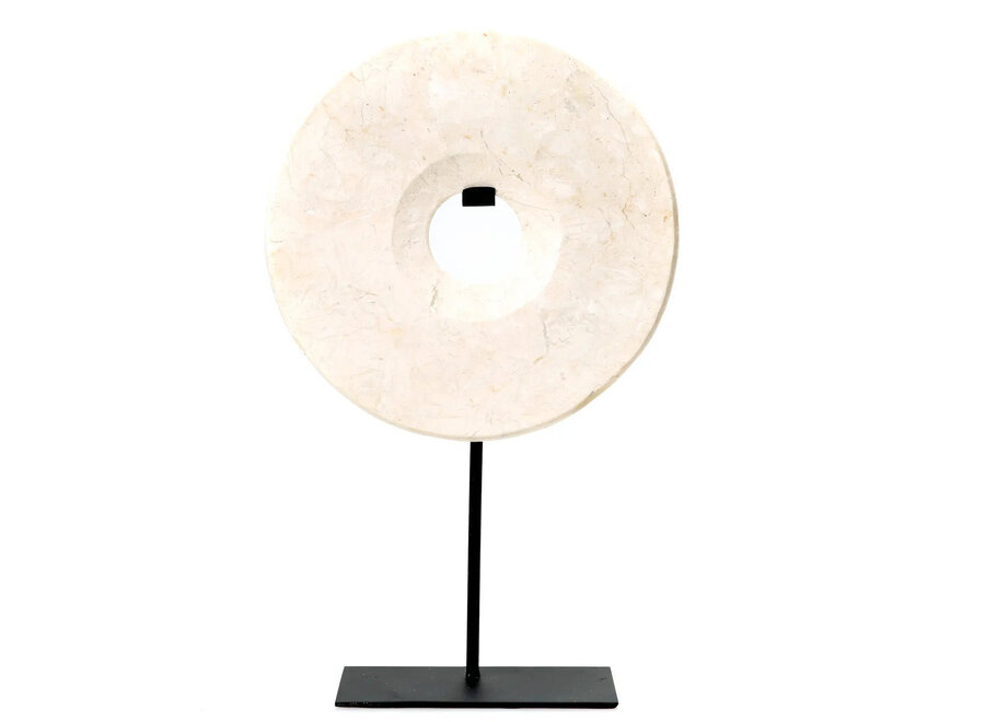 De Marmeren Disc op Stand - Wit - L