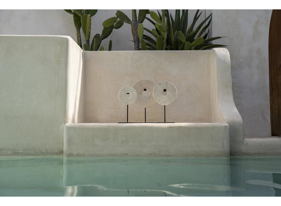 The Marble Disc on Stand - White - L