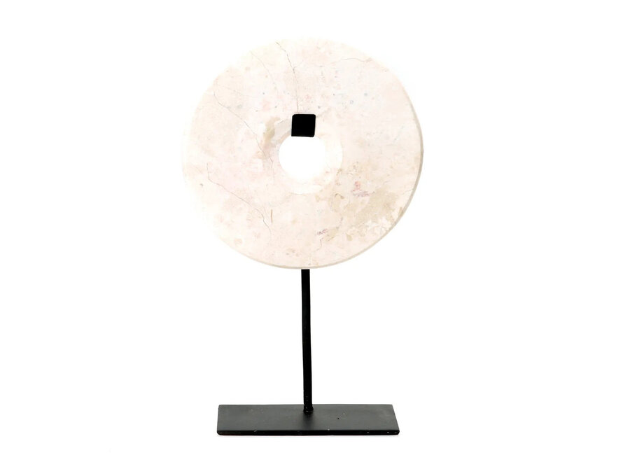 The Marble Disc on Stand - White - L