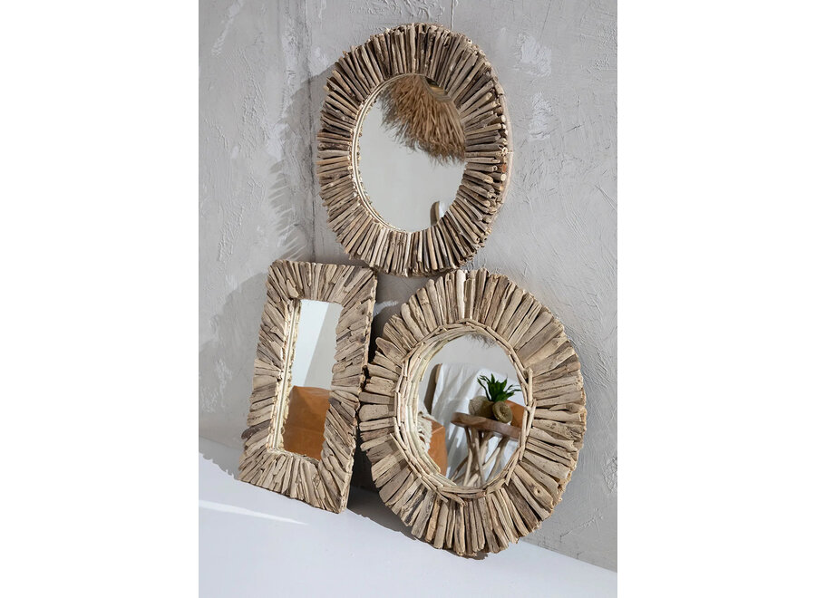 Le Miroir Driftwood Framed - Naturel - M
