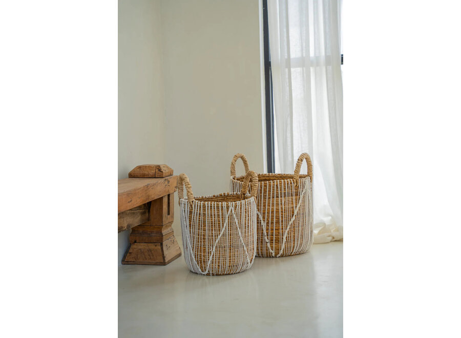 The Straight Stitched Macrame Basket - S