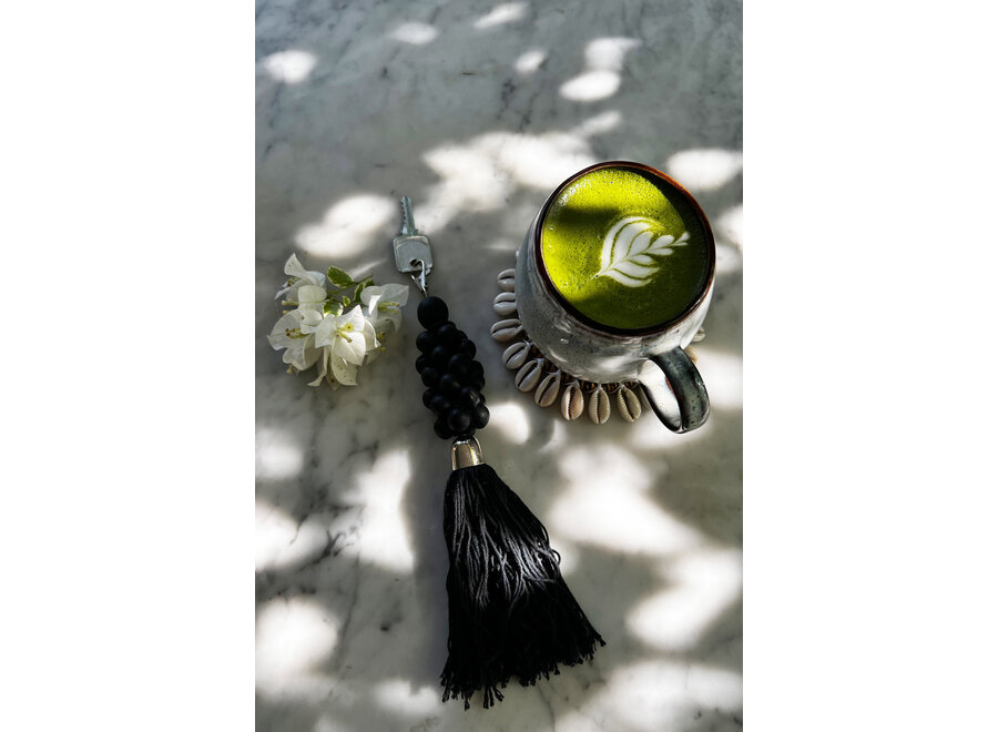 The Wooden Beads Keychain - Black