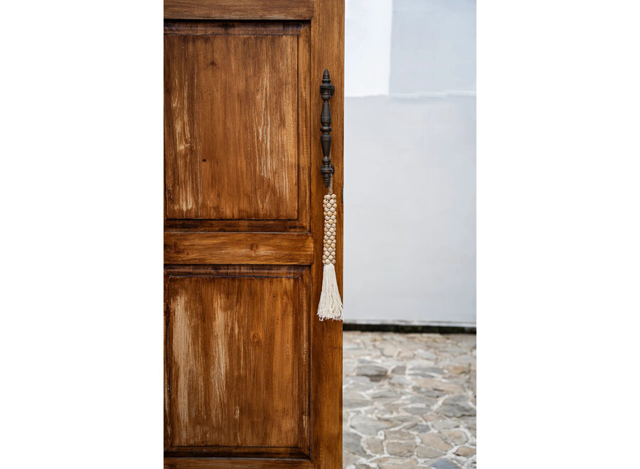 Le Perline Di Legno Con Nappa Di Cotone - Bianco Naturale