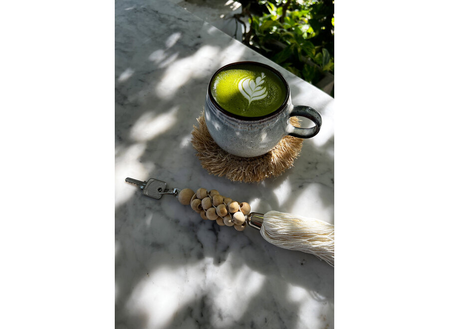 The Wooden Beads Keychain - Natural White