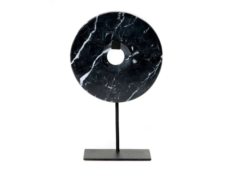 De Marmeren Schijf Op Standaard - Zwart - L