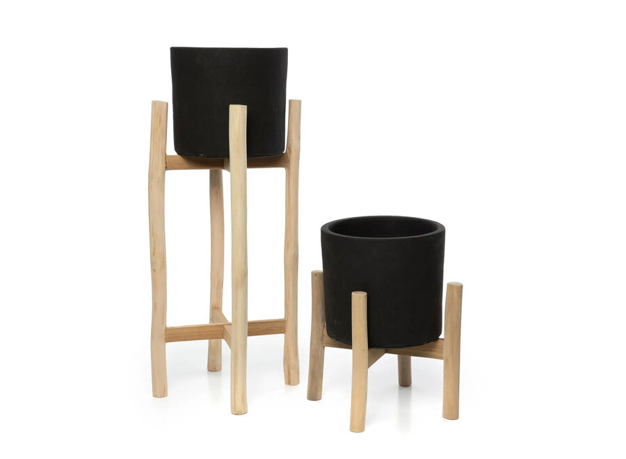 Il Porta Piante Charcoal Alto - Nero Naturale - L