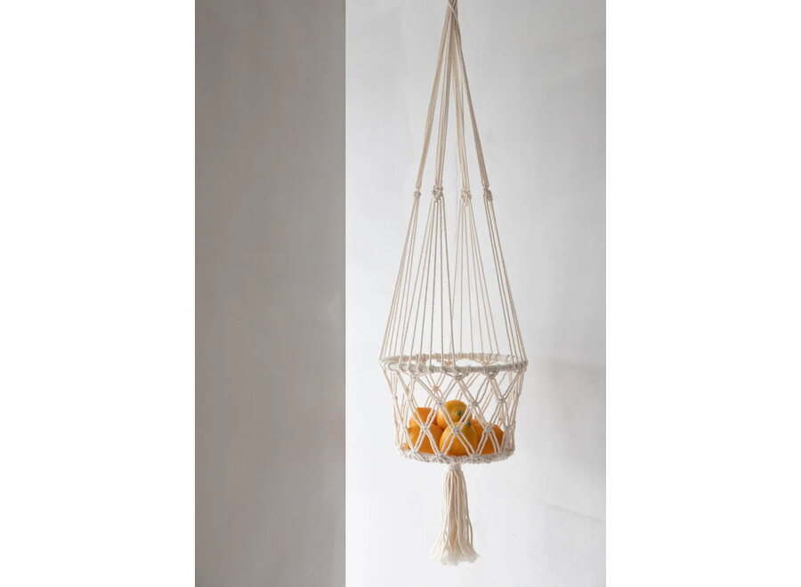 El Portaplantas De Macramé - Blanco - L