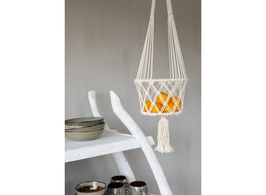 The Macrame Plant Holder - White - L