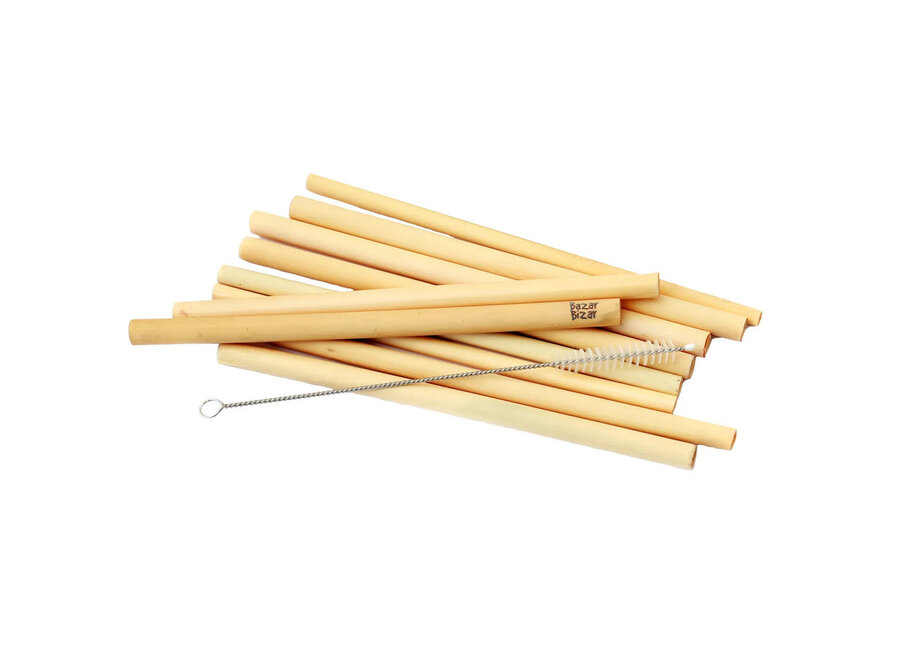 The Bamboo Straws - Set of 10 With Cleaning Brush