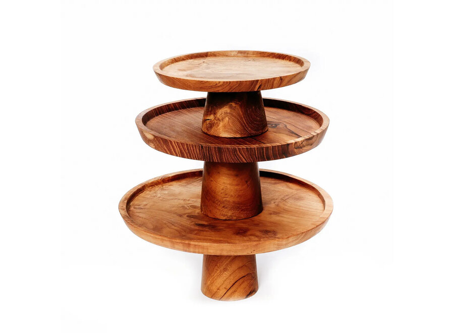 De Teak Root Taart Plateau - L