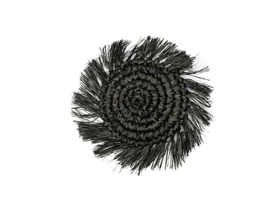 The Fringe Raffia Coaster - Black