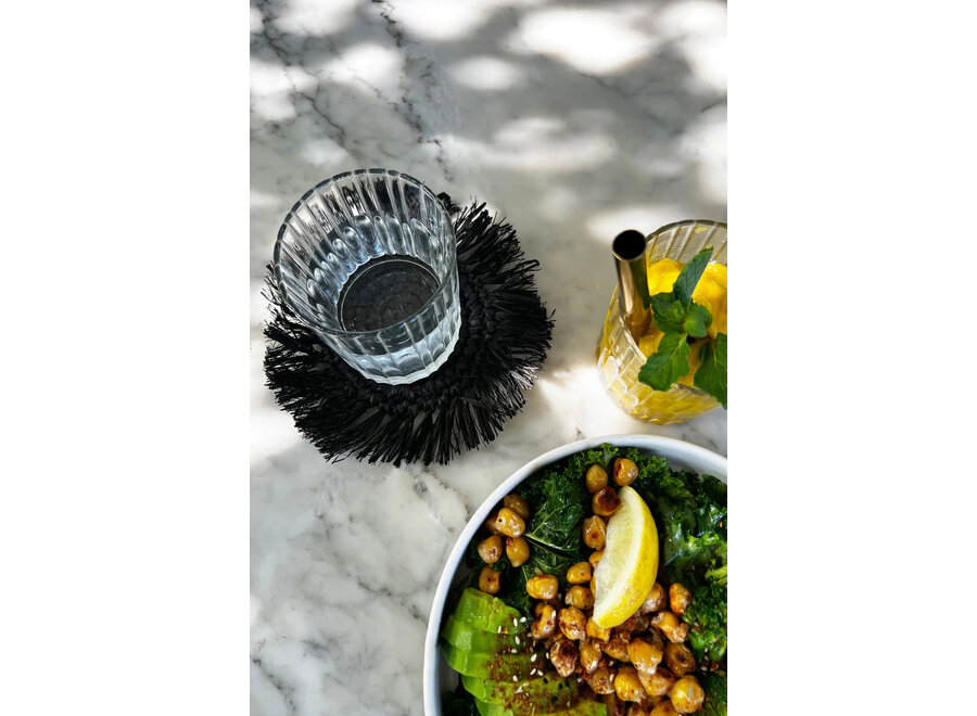 The Fringe Raffia Coaster - Black