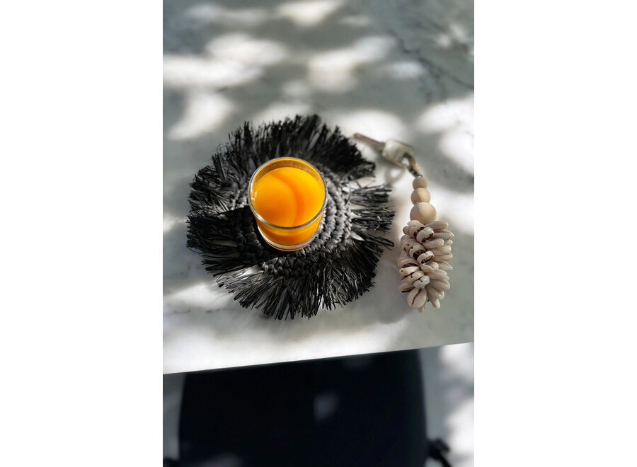 Posavasos con Flecos de Rafia - Negro