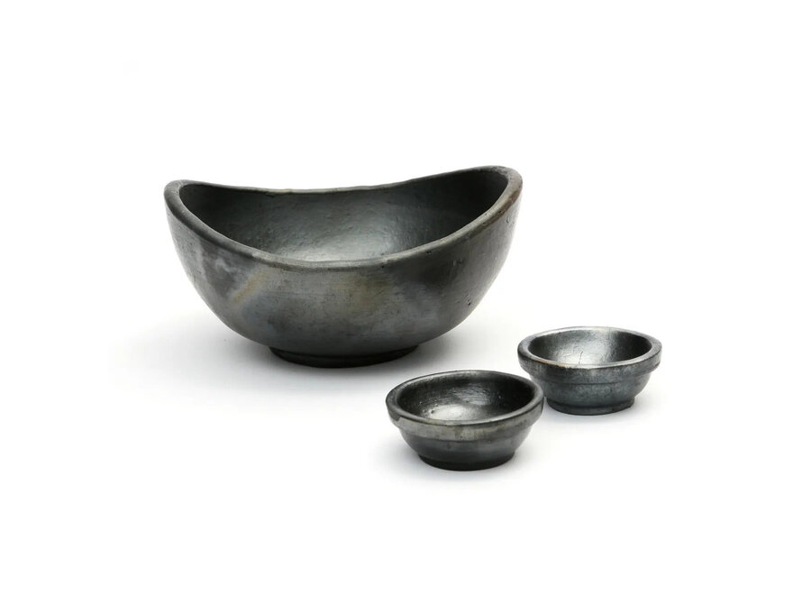 The Burned Curved Bowls - Black - Set of 3