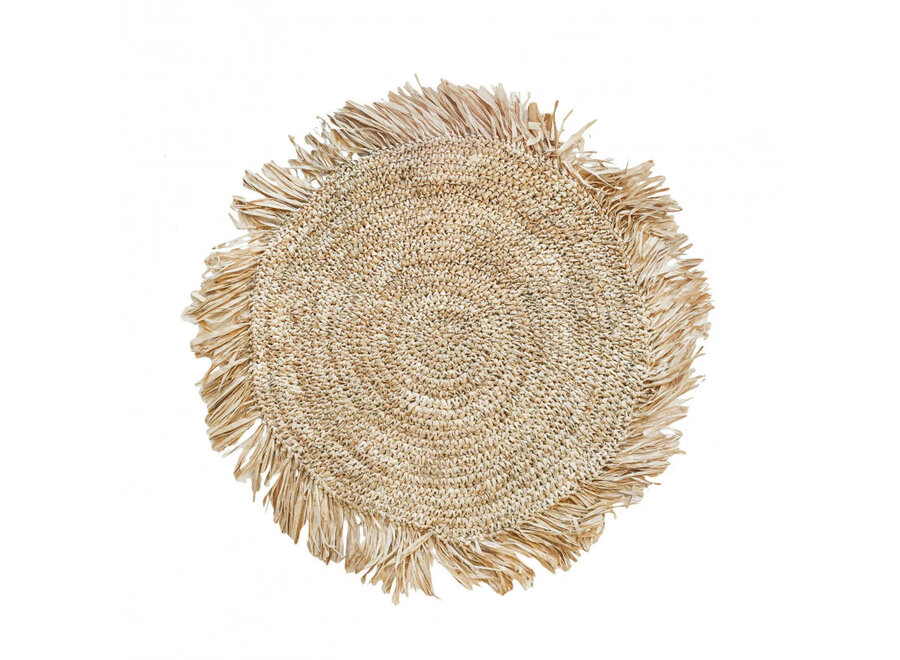 De Fringe Raffia Placemat Rond - Naturel
