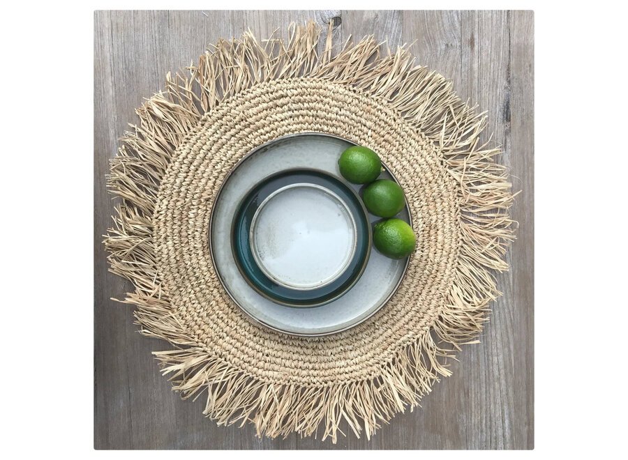 De Fringe Raffia Placemat Rond - Naturel
