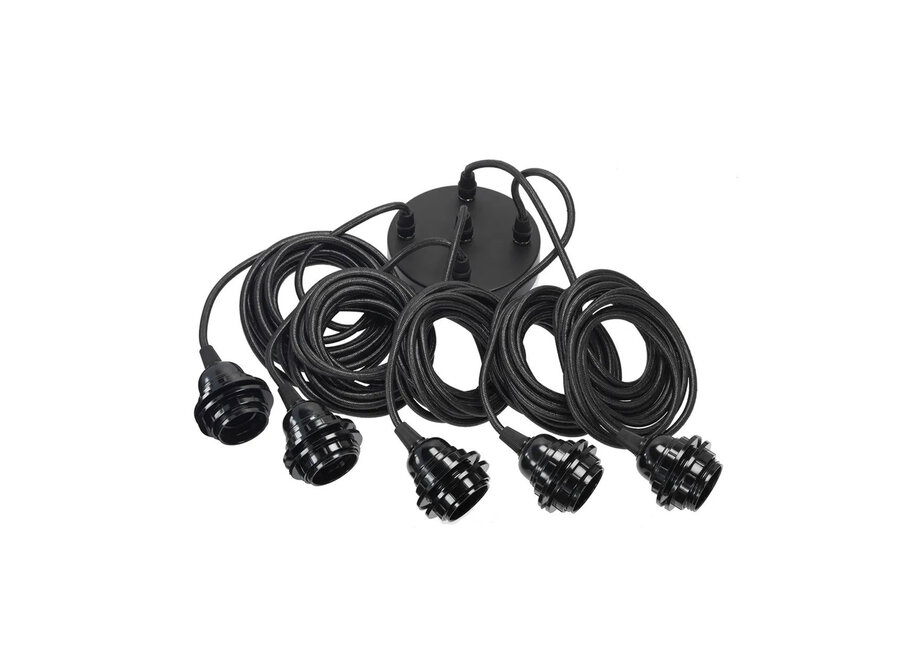 Rosone Da Soffitto - Nero - 5 Portalampade