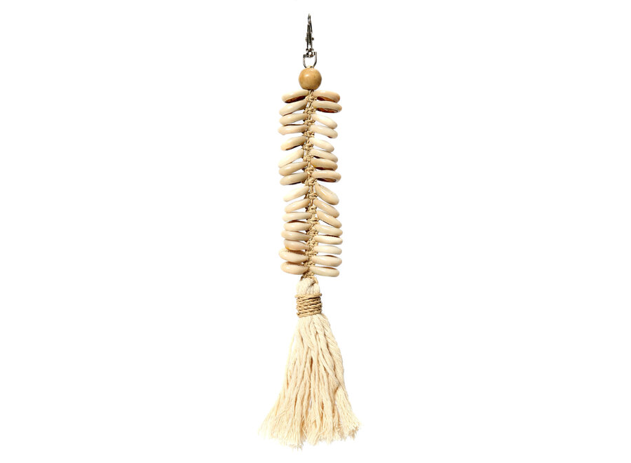 The Macrame Fishbone Keychain - Cream