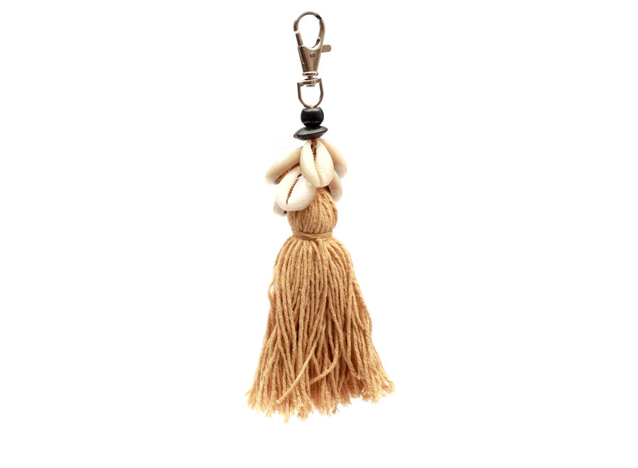 The Cowrie Tassel Keychain - Mocca