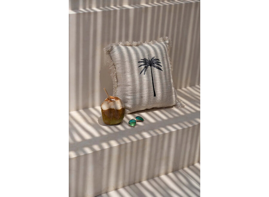La Funda de Cojín Gili Palm - Natural Negro