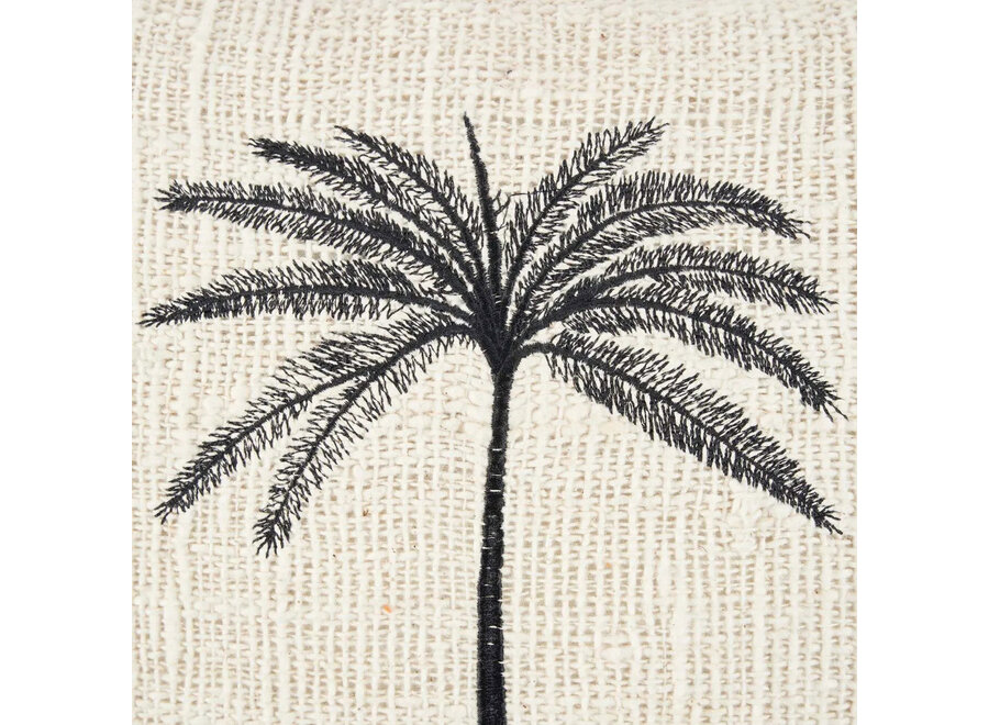 The Gili Palm Cushion Cover - Natural Black