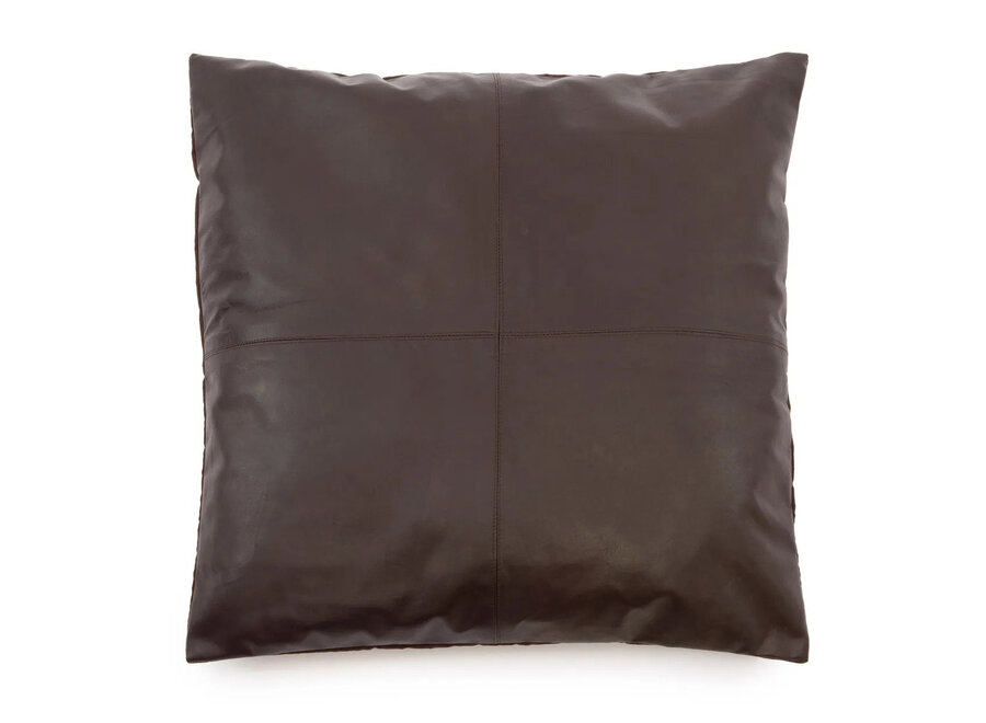 The Four Panel Leather Cushion Cover - Choco - 60x60