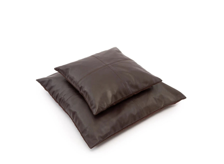 La Housse De Coussin Cuir Quatre Panneaux - Chocolat - 60x60