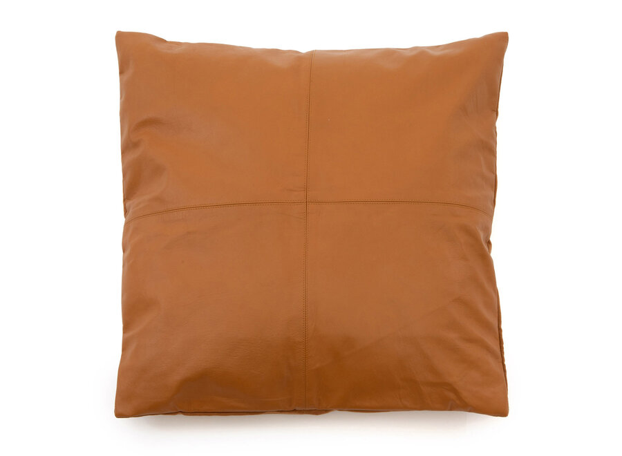 De Four Panel Leather Kussenhoes - Camel - 60x60