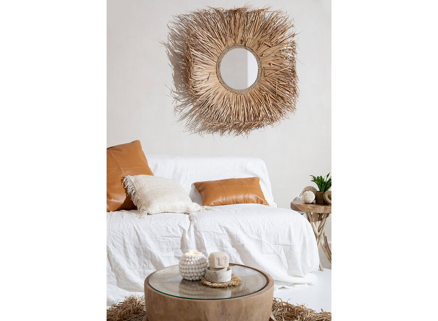 De Four Panel Leather Kussenhoes - Camel - 60x60